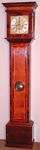 The Ambrose Hawkins eight-day clock in its case of Brazilian rosewood
