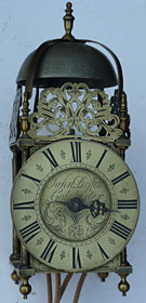 lantern clock with original anchor escapement made about 1715-1720 by John Buffett of Colchester