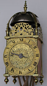 Lantern clock made in the 1650s by Thomas Milles of Shoe Lane, London