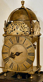 A very rare lantern clock with original verge pendulum made about 1690 by John Washbourn of Gloucester