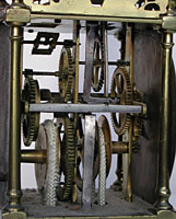 The Webster lantern clock movement seen from the left hand side