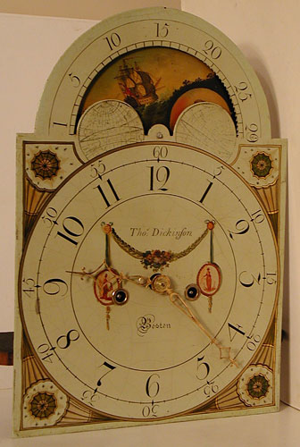 Eight-day clock with rolling moon c.1800 by Thomas Dickinson of Boston, Lincolnshire