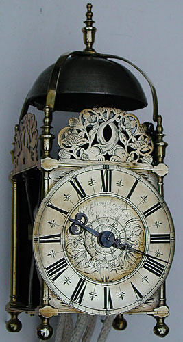 lantern clock by John Ebsworth of London, about 1680 - front view