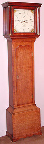 Eight-day longcase clock in oak, made about 1812 by William Aris Junior of Uppingham