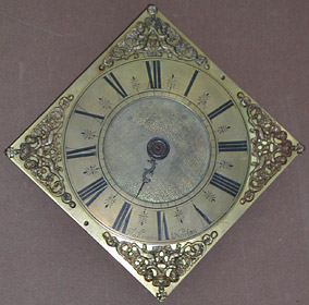 rare diamond-shaped dial wall clock  c.1710 by Thomas Banister of Norton
