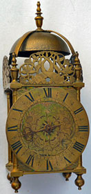 early lantern clock made in the 1660s by John Ebsworth at the Cross Keys in Lothbury, London