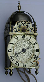 rare lantern clock by Ahasuerus Fromanteel of London