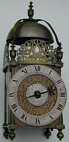 lantern clock of the 1650s by Thomas Knifton of the Crossed Keys in Lothbury, London