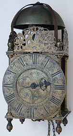 Lantern clock of about 1690 by Cornelius Manley of Norwich