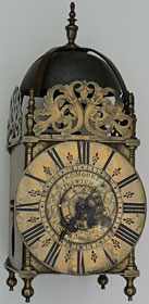 Lantern clock with original alarmwork by Thomas Moore, one of his very earliest clocks made about 1715
