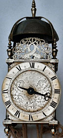 lantern clock of the 1670s by William Rose of Aylesbury, Buckinghamshire