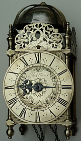 lantern clock by John Warner of Chipping Campden, Gloucestershire, dated 1692
